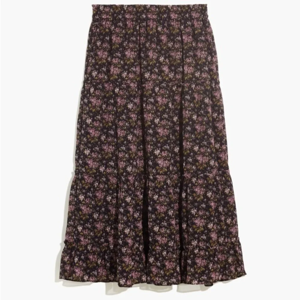 Madewell Crinkle Georgette Tiered Maxi Skirt in Blurred Blooms